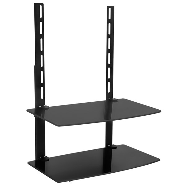 MountIt! TV Wall Mount Shelf for Cable Box AV 2 Shelves Tempered